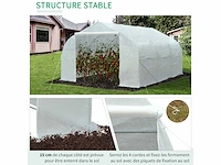 Tuintunnel kas 13,31 m² zon. 4.5l x 3w x 2h m deur + 6 oprolbare ramen gegalvaniseerd stalen pe-zeildoek hoog - dichtheid wit - afbeelding 3 van  9