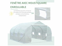 Tuintunnel kas 13,31 m² zon. 4.5l x 3w x 2h m deur + 6 oprolbare ramen gegalvaniseerd stalen pe-zeildoek hoog - dichtheid wit - afbeelding 4 van  9