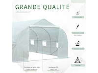 Tuintunnel kas 13,31 m² zon. 4.5l x 3w x 2h m deur + 6 oprolbare ramen gegalvaniseerd stalen pe-zeildoek hoog - dichtheid wit - afbeelding 6 van  9