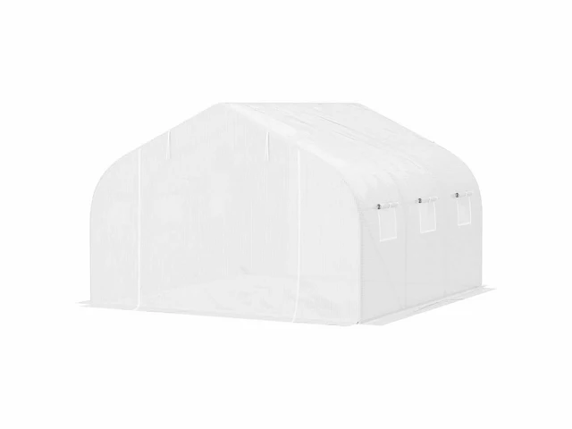Tuintunnel kas 13,31 m² zon. 4.5l x 3w x 2h m deur + 6 oprolbare ramen gegalvaniseerd stalen pe-zeildoek hoog - dichtheid wit - afbeelding 9 van  9
