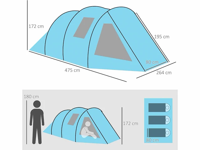 Tunneltent voor 3 tot 4 personen - afbeelding 7 van  8