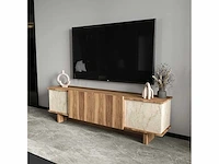 Tv-meubel - beige-walnoot travertijn - afbeelding 2 van  14