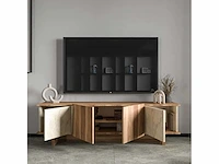 Tv-meubel - beige-walnoot travertijn - afbeelding 5 van  14