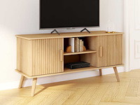 Tv-meubel - lattenbodem 2 deuren + planken l110cm - afbeelding 1 van  7