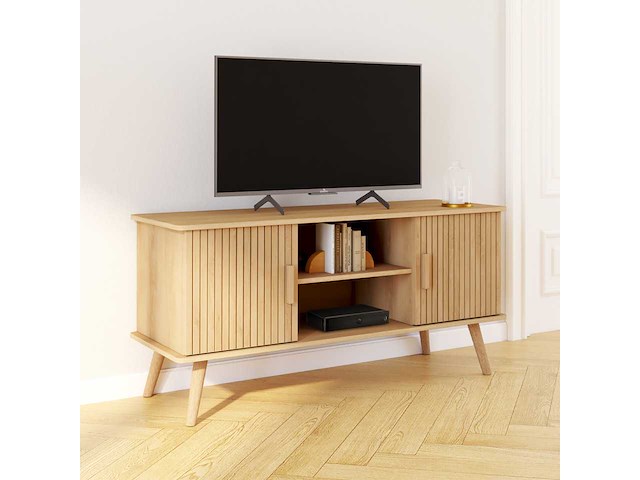 Tv-meubel - lattenbodem 2 deuren + planken l110cm - afbeelding 2 van  7