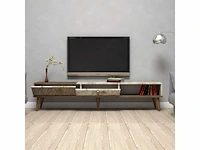 Tv-meubel - melamine - walnoot en wit marmer - afbeelding 4 van  7
