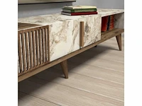 Tv-meubel - melamine - walnoot en wit marmer - afbeelding 5 van  7