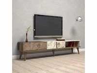Tv-meubel - melamine - walnoot en wit marmer - afbeelding 6 van  7