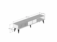 Tv-meubel - melamine - walnoot en wit marmer - afbeelding 7 van  7