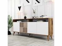 Tv-meubel 180 cm - walnoot en wit - afbeelding 2 van  6