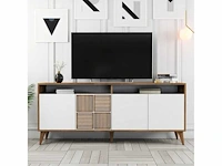 Tv-meubel 180 cm - walnoot en wit - afbeelding 3 van  6