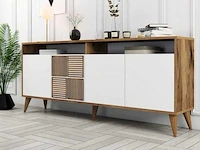 Tv-meubel 180 cm - walnoot en wit - afbeelding 1 van  6