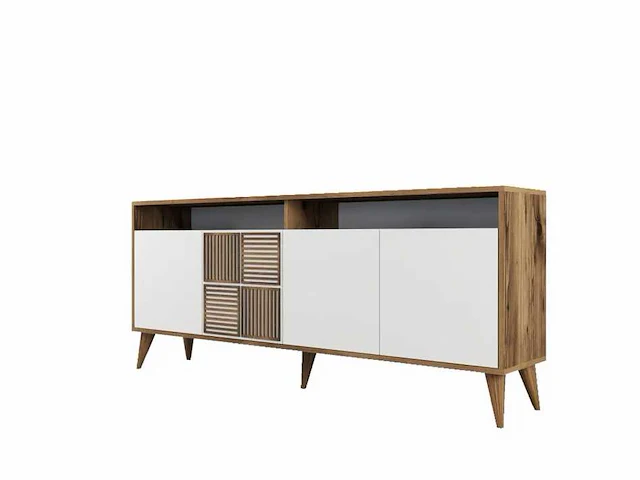 Tv-meubel 180 cm - walnoot en wit - afbeelding 4 van  6