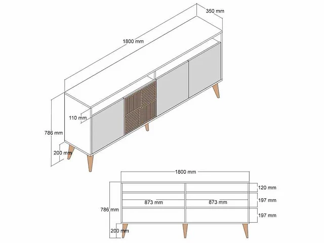Tv-meubel 180 cm - walnoot en wit - afbeelding 6 van  6