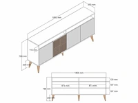 Tv-meubel 180 cm - walnoot en wit - afbeelding 6 van  6