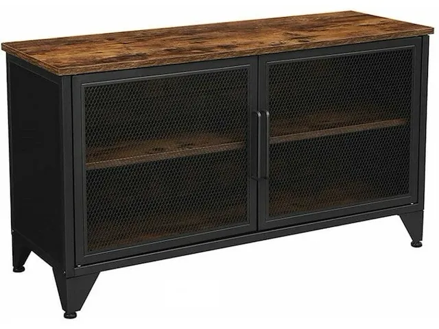 Tv meubel met 2 deuren - gaasdeuren - bruin/zwart - 100x35x55,5 - afbeelding 1 van  3