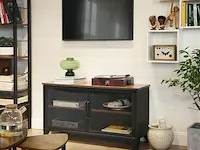 Tv meubel met 2 deuren - gaasdeuren - bruin/zwart - 100x35x55,5 - afbeelding 2 van  3