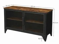 Tv meubel met 2 deuren - gaasdeuren - bruin/zwart - 100x35x55,5 - afbeelding 3 van  3