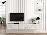 Tv-meubel met 3 deuren - wit marmereffect - afbeelding 1 van  7