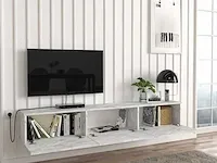 Tv-meubel met 3 deuren - wit marmereffect - afbeelding 3 van  7