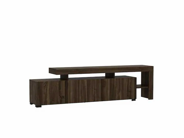 Tv-meubel met led-verlichting in melamine en pvc, walnoot afwerking forme - afbeelding 3 van  4