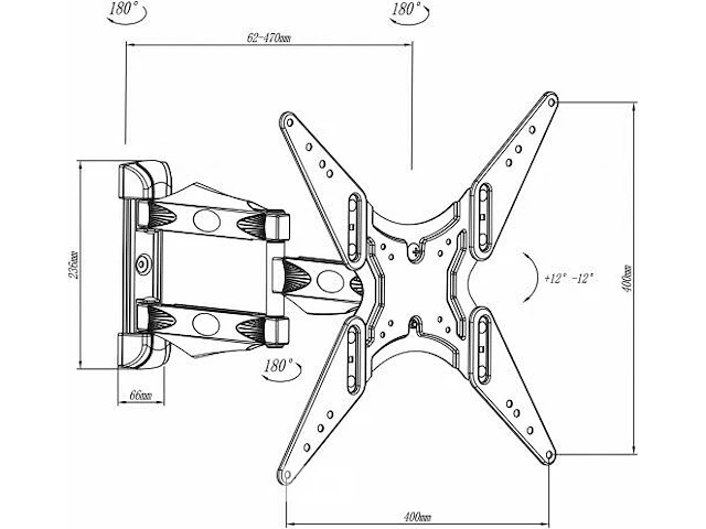 Tv muurbeugel draaibaar swing 13-65 inch - afbeelding 4 van  7