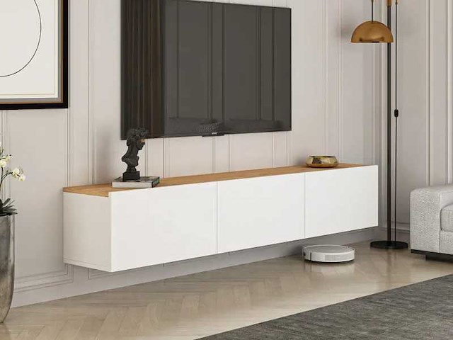 Tv-standaard - wit en grenen - afbeelding 1 van  7