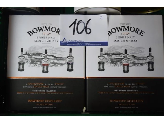 Twee 3-delige whisky sets bowmore 40% - afbeelding 1 van  2