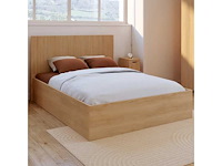 Tweepersoons kistbed 140 x 190 cm met hoofdeinde en bedbodem met lattenbodem en houteffect - afbeelding 2 van  7