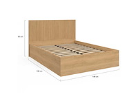 Tweepersoons kistbed 140 x 190 cm met hoofdeinde en bedbodem met lattenbodem en houteffect - afbeelding 5 van  7