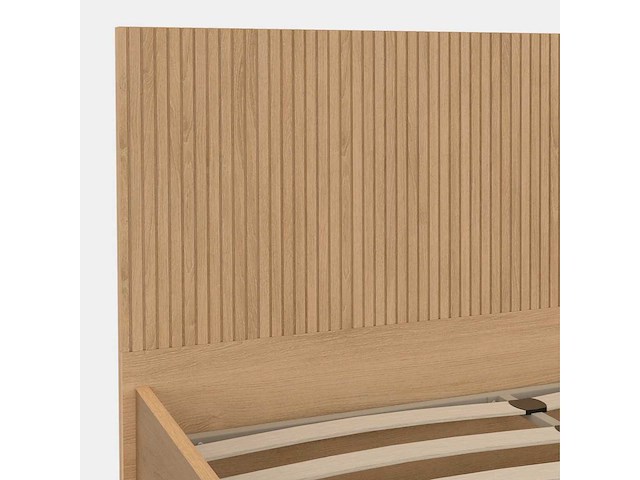 Tweepersoons kistbed 140 x 190 cm met hoofdeinde en bedbodem met lattenbodem en houteffect - afbeelding 6 van  7