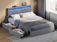 Tweepersoonsbed -140 x 190 cm - led - metaal - afbeelding 1 van  8