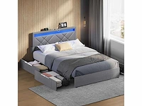 Tweepersoonsbed -140 x 190 cm - led - metaal - afbeelding 2 van  8