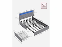 Tweepersoonsbed -140 x 190 cm - led - metaal - afbeelding 3 van  8