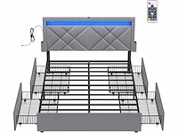 Tweepersoonsbed -140 x 190 cm - led - metaal - afbeelding 4 van  8