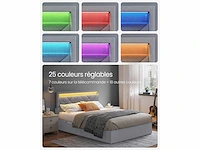 Tweepersoonsbed -140 x 190 cm - led - metaal - afbeelding 5 van  8