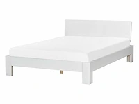 Tweepersoonsbed 140 x 200 cm in wit hout - afbeelding 3 van  8