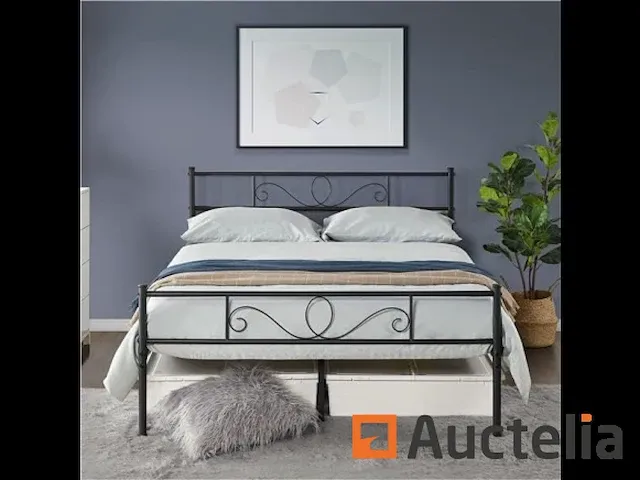 Tweepersoonsbed 140 x 200 cm metaal voor volwassenen - afbeelding 2 van  7