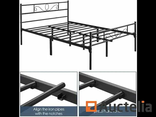 Tweepersoonsbed 140 x 200 cm metaal voor volwassenen - afbeelding 6 van  7