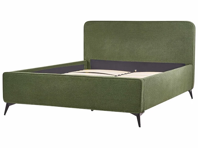 Tweepersoonsbed 160 x 200 cm in groen bouclé - afbeelding 10 van  11