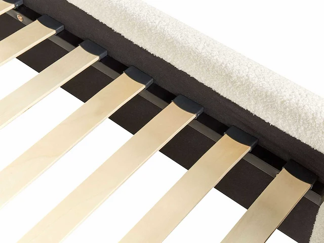 Tweepersoonsbed 160 x 200 cm in roomwit bouclé - afbeelding 3 van  10