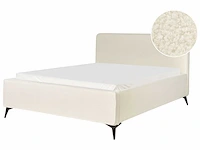 Tweepersoonsbed 160 x 200 cm in roomwit bouclé - afbeelding 6 van  10