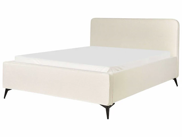 Tweepersoonsbed 160 x 200 cm in roomwit bouclé - afbeelding 7 van  10