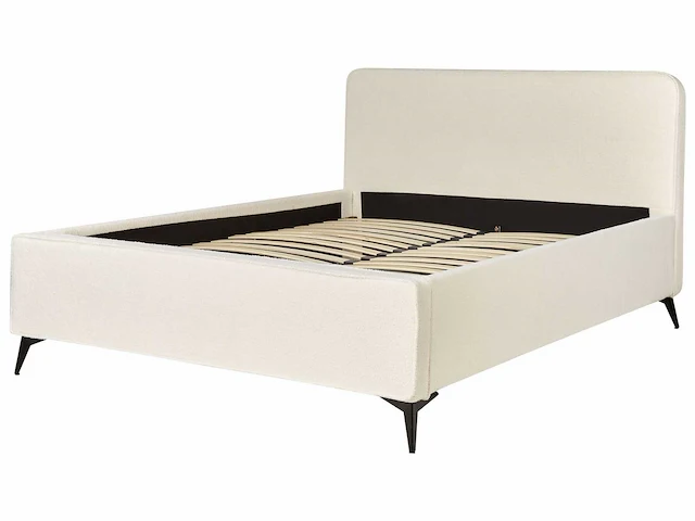 Tweepersoonsbed 160 x 200 cm in roomwit bouclé - afbeelding 9 van  10