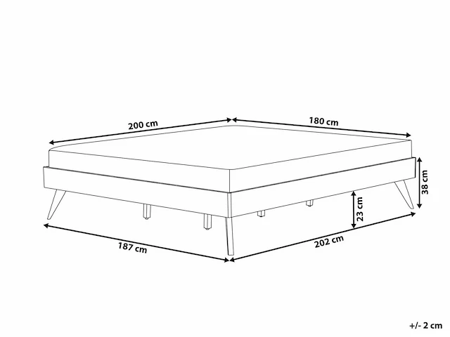 Tweepersoonsbed 180 x 200 cm wit - afbeelding 3 van  3