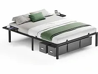 Tweepersoonsbed, tweepersoonsbed, metalen bedframe met planken - afbeelding 1 van  6