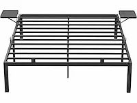 Tweepersoonsbed, tweepersoonsbed, metalen bedframe met planken - afbeelding 2 van  6