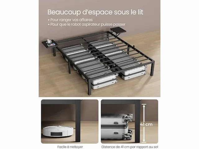 Tweepersoonsbed, tweepersoonsbed, metalen bedframe met planken - afbeelding 5 van  6