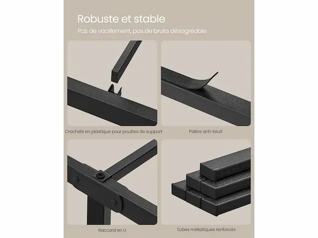 Tweepersoonsbed, tweepersoonsbed, metalen bedframe met planken - afbeelding 6 van  6