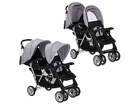 Tweezits kinderwagen staal grijs en zwart - afbeelding 2 van  9